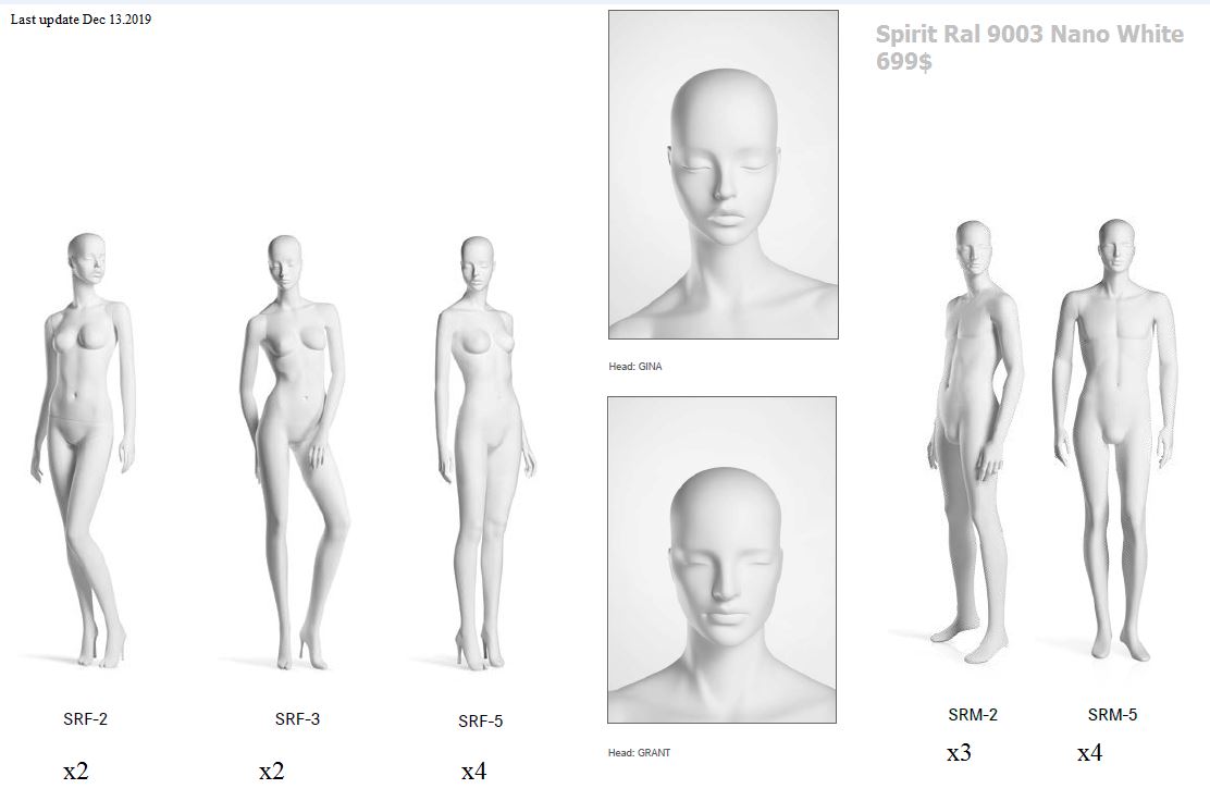 Spirit Mannequins in different poses